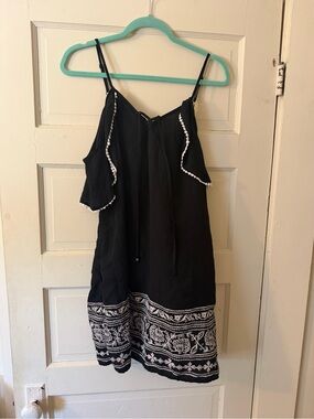 Trixxi Black Mini Dress with White Embroidered Hem